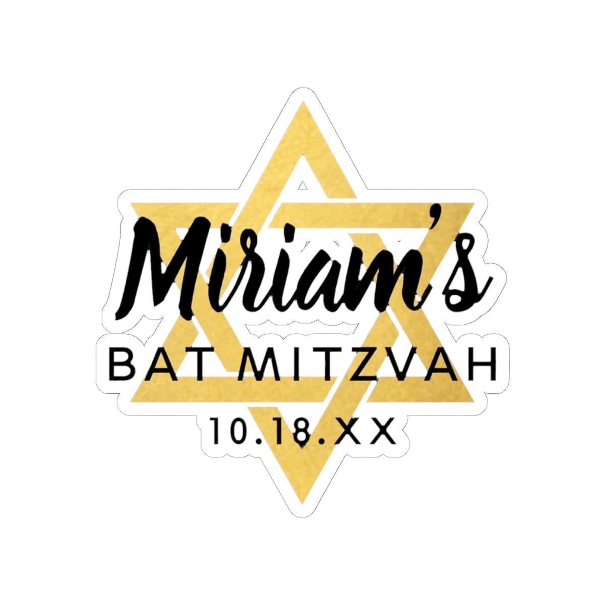 Gold Silver Bat Mitzvah Star of David Name Classic Round Sticker | DavsD - alternate angle 2, merchandise