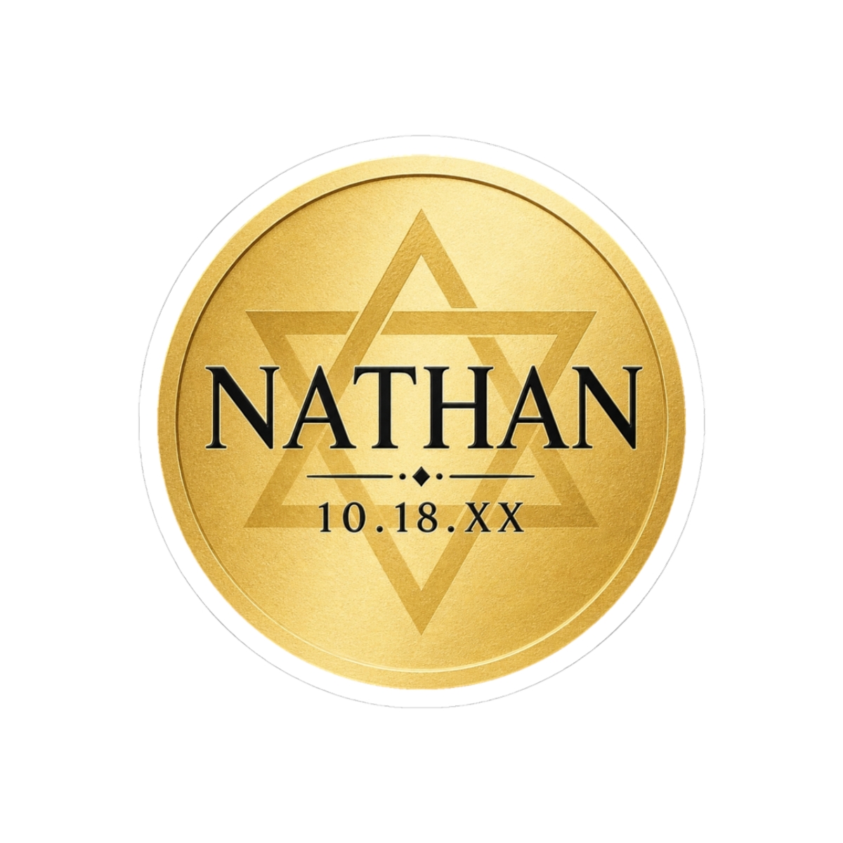Gold Bar Mitzvah Bat Mitzvah Star of David Name Classic Round Sticker | DavsD