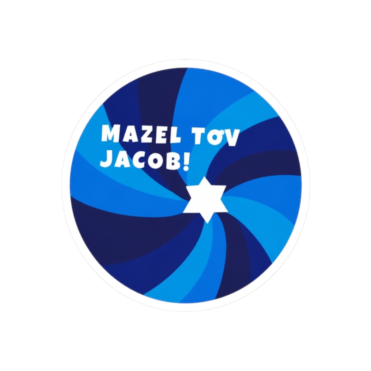 Modern Swirl Star of David MAZEL TOV CUSTOM Classic Round Sticker | DavsD - alternate angle 3, merchandise