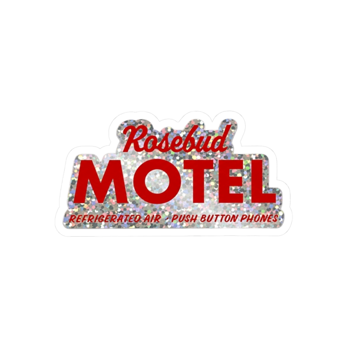 Schitt Swag Creek Sticker - Glitter Rosebud Hotel Logo - 4" by 2" - David, Alexis, Johnny & Moira - Perfect for The Refrigerator, Dorm, Garage, Locker, Vehicle and More! | DavsD - alternate angle 3, merchandise